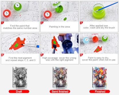 TUMOVO Paint by Number Kit for Adults Beautiful Women | women 16x20 inch unframed canvas with acrylic paints and 3 brushes, DIY gift for adults and relaxing DIY craft. - color: Womens