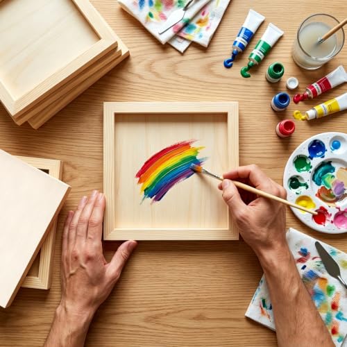 FSWCCK 10 Pack 7 x 7 inch Wood Panel Boards, Unfinished Wood Canvas Panels for Crafts, Painting Canvas, DIY Art Projects, Pouring, Arts Use with Oils, Acrylics - size: 7"X 7" 10 Pack