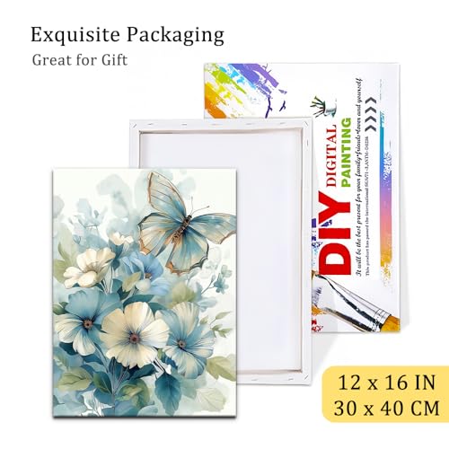 Natuyalo Framed Paint by Numbers Kit for Adults - Butterfly DIY Adult Paint by Number Kits Animals Acrylic Canvas Painting for Adults Beginners Art Crafts with Frame, 12x16 Inch - color: Color-01