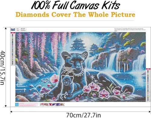 Ekuxom Large Animal Diamond Art Kits for Adults 27.5 X 15.7 inch | Large Waterfall Diamond Painting Kits, Round Full Drill Leopard Diamond Dots Paintings Gem Crafts Wall Art Decor Gifts - color: Waterfall