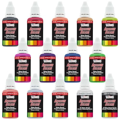 U.S. Art Supply Airbrush Paint Set - 12 Color Pearlized with Reducer & Cleaner, Ready to Spray Air brush Paint, 1-Ounce Water-Based Acrylic for Painting Metal, Plastic Models, Canvas, Wood - color: 12-Color Pearl Set
