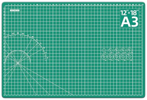 DIYSELF 12in×18in Cutting Mat for Sewing, A3 Self Healing Cutting Craft Mat - color: Green, size: 18"L x 12"W