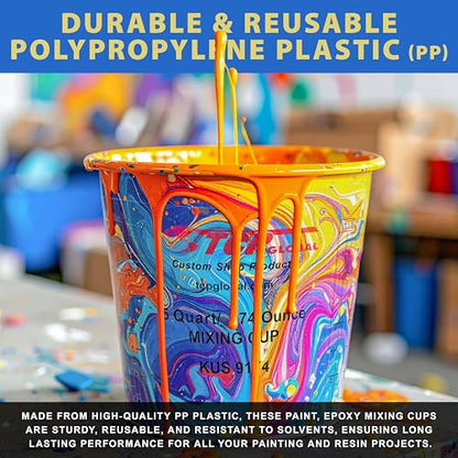 Custom Shop Paint Mixing Cups, 5-Quart (12 Pack) - Plastic Measuring Cups for Liquids, Automotive Painting, Epoxy Resin, Acrylic Arts, Crafts, Disposable or Reusable, Graduated, Mixing Ratios - size: 12 Count (Pack of 1)