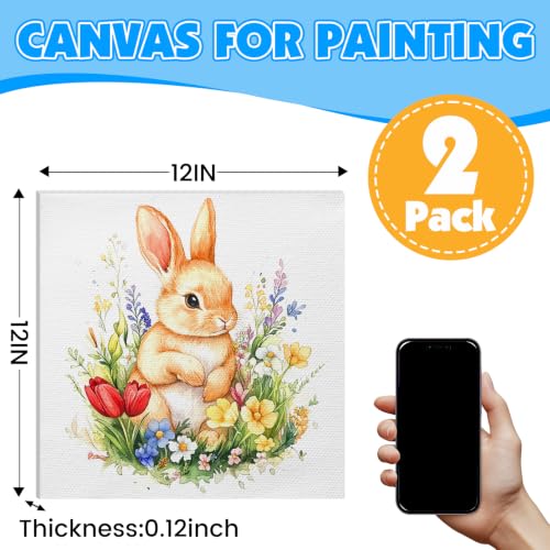 ESRICH Canvas for Painting, 2 Pack Square Canvas Boards for Painting 12x12 100% Cotton Primed Acid Free Blank Canvas Panels for Oil Paint, Watercolor, Acrylic Paint, Gouache and Tempera. - size: 12*12in 2pack