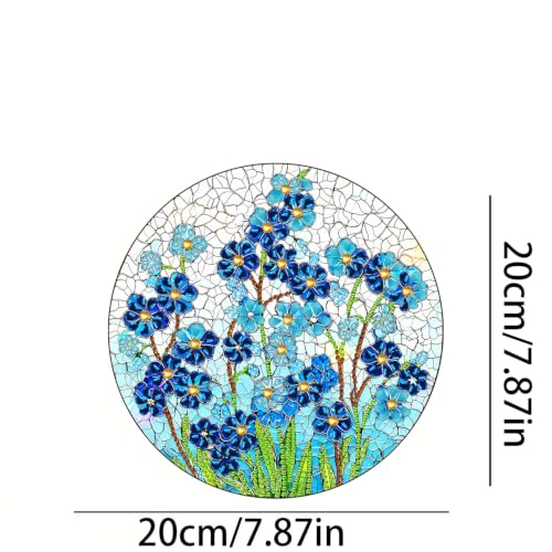 RYMILIE Hanging Diamond Art Kits for Adults Blue Flowers 8x8inch - color: DP04407
