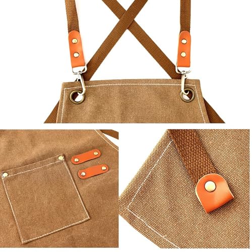 Kids Apron for Girls and Boys Heavy Duty Apron with Pockets and Adjustable Cross back Strap - color: Green