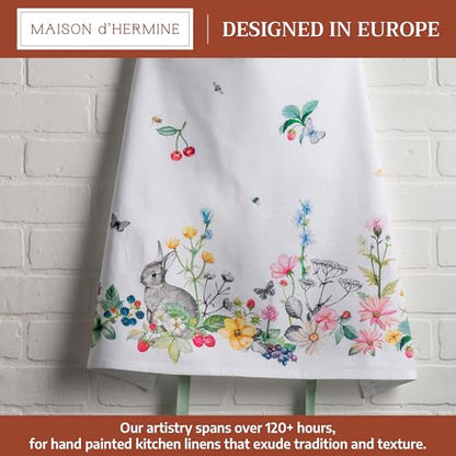 Maison d' Hermine Aprons for women with Pocket 100% Cotton (27.50"x31.50") | Adjustable Neck Strap & long ties Apron Men Chef Wedding Cooking Gardening Server Maid - color: 061 - Printemps