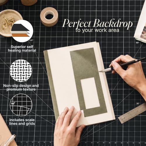 Premium Self Healing Cutting Mat - 36 Inches by 48 inches - A0-3 Layer Quality PVC Construction - Dual Sided, Imperial and Metric Grid Lines - Perfect for Cutting, Sewing, and Crafts - size: 48"L x 36"W
