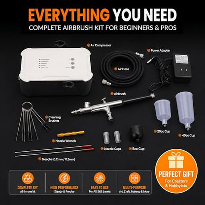 Colima Airbrush Kit with Air Compressor, 35 PSI 5 Pressure Levels Air Brush
