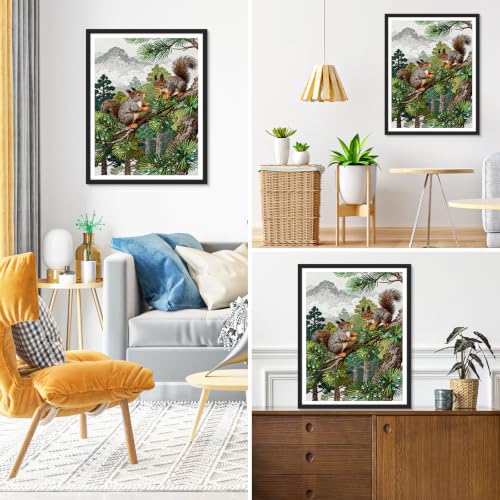 Auremi Squirrels Diamond Art Painting, 5D Animals Diamond Painting Kits, Full Drill Diamond Dots Paintings for Beginners, Crystal Art Painting Kits for Home 30x40 cm - color: Diamond Painting 008