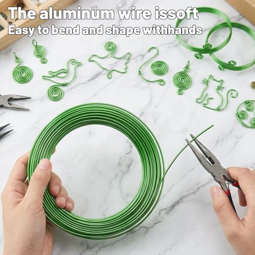 Tenn Well 165ft 18 Gauge Aluminum Craft Wire Green Bendable for Jewelry | Bendable metal wire for sculpting, floral making, wreath making, wire wrapping, Christmas - color: Green