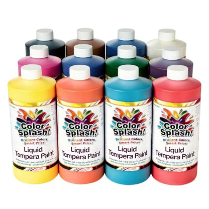 Color Splash S&S Worldwide Liquid Tempera Bulk Paint, 32-oz Easy-Pour - size: 32 Fl Oz (Pack of 12)