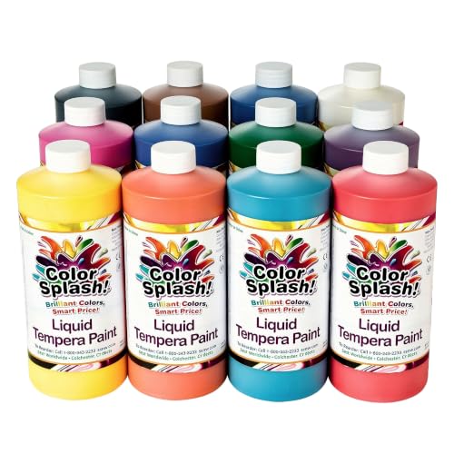 Color Splash S&S Worldwide Liquid Tempera Bulk Paint, 32-oz Easy-Pour - size: 32 Fl Oz (Pack of 12)