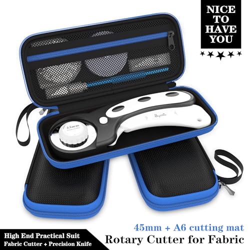 45mm Rotary Cutter | Rotary Fabric Cutter | Rotary Cutters for Sewing, Scrapbooking, Hobbies, DIY | A6 Cutting Mat, Storage Boxes, Precision Knives, Ruler, Spare Blades | Fabric Roller Cutter (Black) - color: Black