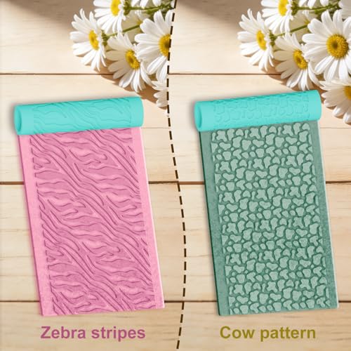 ACRNIGHEET 5 Pcs Polymer Clay Texture Roller, Snake Themed Embossing Rollers Pottery Stamp, Like Texture Sheets Work with Polymer Clay Cutters, Clays Jewelry Making Kit with Storage Box - color: Snake