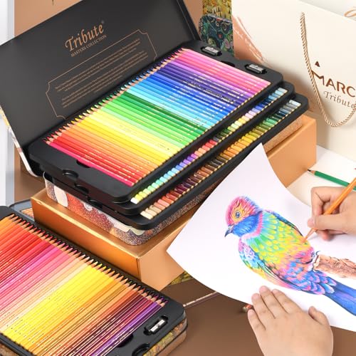 240 Colored Pencils Set for Adults Coloring, Professional Oil Based Art Pencils with 4.0mm Thick Soft Core up to 10 layers, Artist Drawing Pencils in Masterpiece Gift Box(240 colors) - style: 240 Count