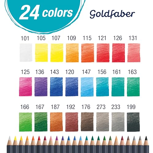 Faber-Castell Goldfaber Colored Pencils, 24 Classic Colors for Artists