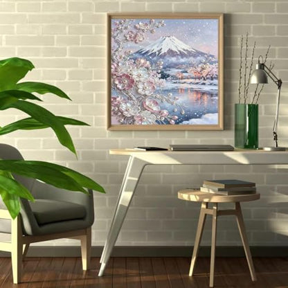 Snow Mountain Flower 5D Diamond Art Painting Kits for Adults 14 x 14 inch | DIY Full Drill, Arts and Crafts, Home Wall Deco,Beginner Easy Painting - color: SH178