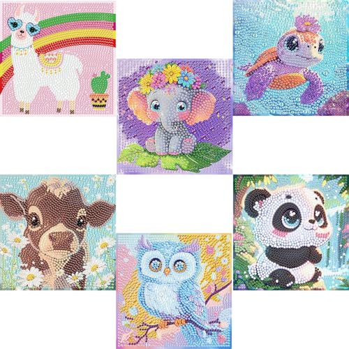 Acelii 6 Pack Cow Diamond Painting Kits for Kids, 5D DIY Diamond Art Set | Cute Cow Gem Art Kit for Kids & Beginners, Full Round Big Gems, Home Wall Decor, 6 x 6 Inch DIY Craft Gift - color: KD78-KD85-KD86-KD87-KD88-KD89-1
