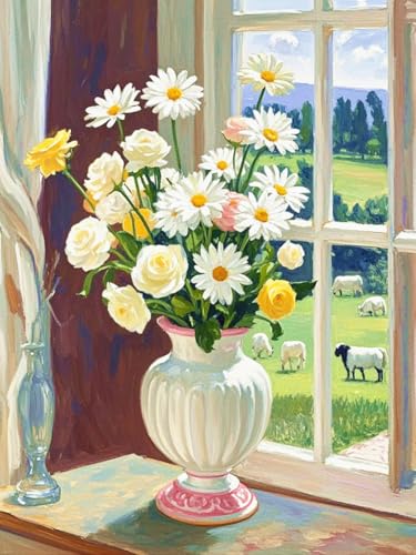 ZRIZQ Paint by Numbers Kit for Adults Beginners,Floral DIY Painting Set,Relaxing Creative Craft Activity,16x20 Inch-Flowers 6 - color: 16"X20"Rolled Canvas(Frameless)-Flowers 6