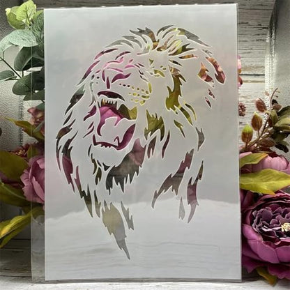 TIAMECH A4 Reusable Roaring Lion Stencil for Painting - style: Roaring Lion