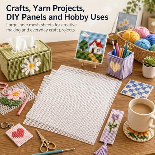 YOUNTHYE 10 PCS 5 Count Plastic Canvas Sheets, 21 x 13.1 Inch Large Hole Plastic Mesh Canvas for Acrylic Yarn, Embroidery Practice, Needlepoint, Crochet, DIY Crafts and Custom Cutting Projects - size: 5count