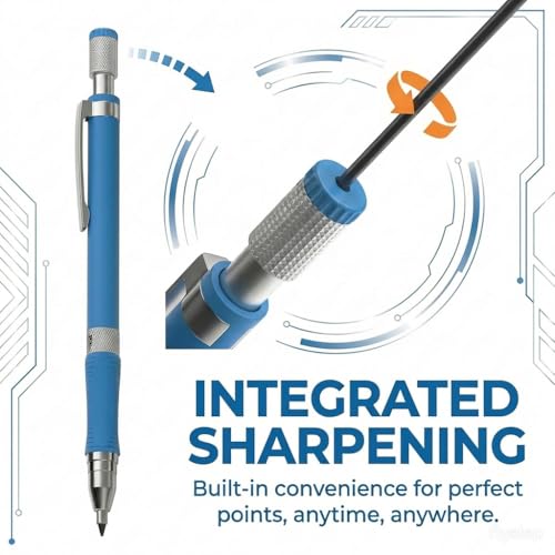 0.5mm 0.7mm 2.0mm Mechanical Pencil: 6 Pencils Set with Case Drawing Sketch