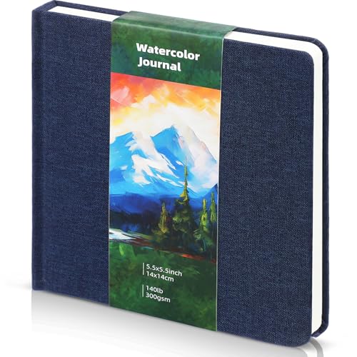 5.5in Watercolor Sketchbook Journal Square Watercolor Notebook Navy Blue - color: Navy Blue, size: 5.5x5.5 in