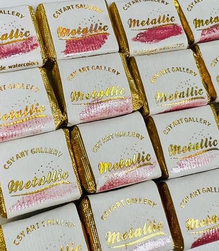 Sparkly Handmade Watercolor Paint Palette Metallic Watercolors Painting Set Gift for Artists in Calligraphy, Hand Lettering, Junk Journaling (Peach Soda) - color: Peach Soda
