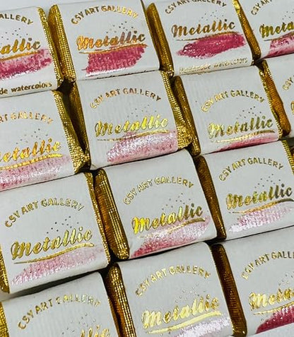 Sparkly Handmade Watercolor Paint Palette Metallic Watercolors Painting Set Gift for Artists in Calligraphy, Hand Lettering, Junk Journaling (Peach Soda) - color: Peach Soda