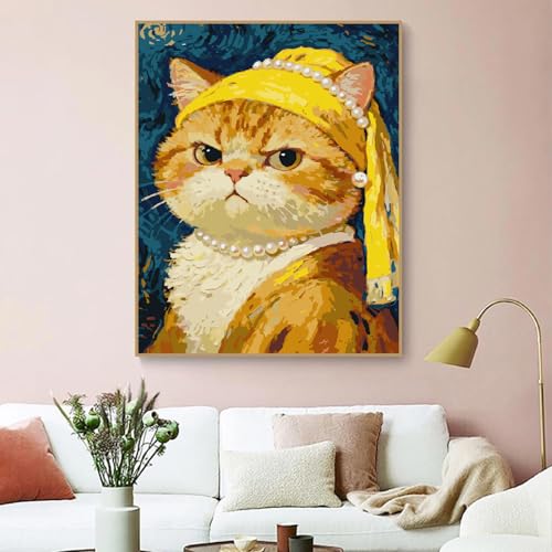 ZRIZQ Cat Paint by Numbers Kit for Adults Beginner,Animal,16x20 | Full set with wooden brushes,rolled canvas,rich paints.Calming activity.Beginner friendly.Just open and paint. - color: 16"X20"Rolled Canvas(Frameless)-Cat 18