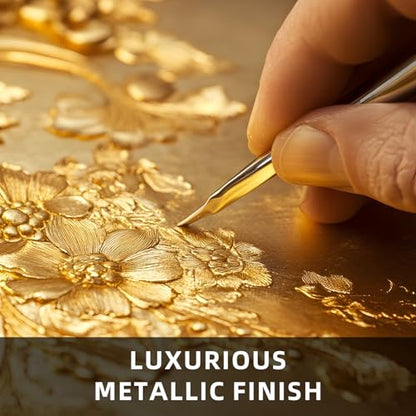 Falling in Art 33.8 Oz Heavy Body Gold Metallic Acrylic Paint, Non-Toxic | Art Craft Paints for Canvas, Wood, Clay, Fabric, Metal, Furniture - color: Gold