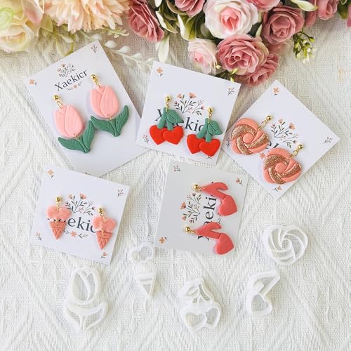 Heart Theme Polymer Clay Cutters – Molds, Clay Cutters for Polymer Clay, Clay Earring Tools Set - color: K color