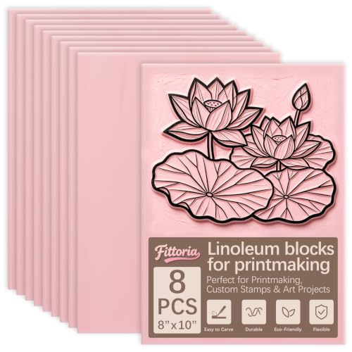 8Pcs 8x10 Inch Soft Linoleum Blocks, Premium Rubber Linocut Carving Blocks Ideal for Stamp Carving, Relief Printing and Various DIY Art Craft Creations - color: linocut block 8x10x0.24in-8pcs
