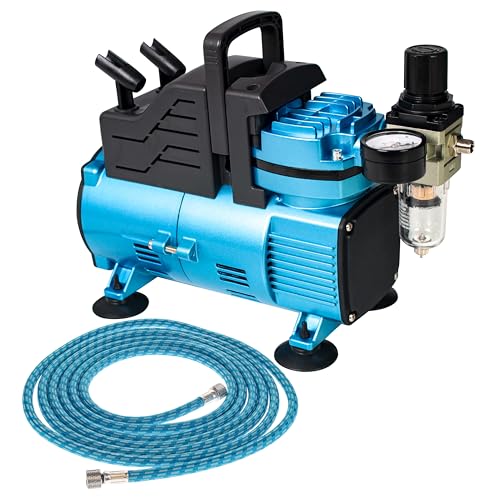 Master Airbrush 1/5 HP Cool Runner Dual Fan Air Compressor Kit Model TC-420 - Professional Single-Piston with 2 Cooling Fans, Longer Running Time without Overheating, Regulator Water Trap Holder - style: Super Cool Runner
