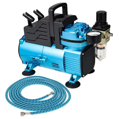 Master Airbrush 1/5 HP Cool Runner Dual Fan Air Compressor Kit Model TC-420 - Professional Single-Piston with 2 Cooling Fans, Longer Running Time without Overheating, Regulator Water Trap Holder - style: Super Cool Runner