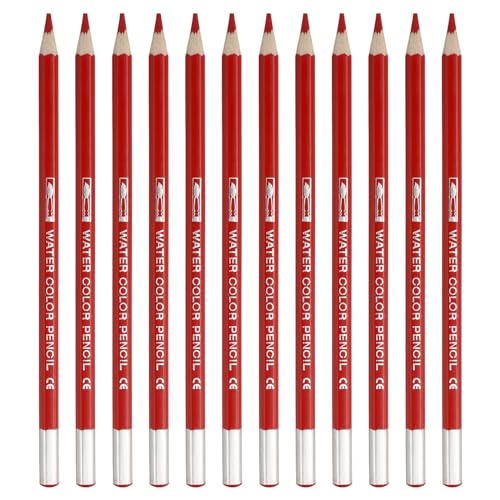 PATIKIL Watercolor Pencil, 12Pcs Water Soluble Pencils for Blending, Coloring, Sketch Drawing, Painting, Red - color: Red