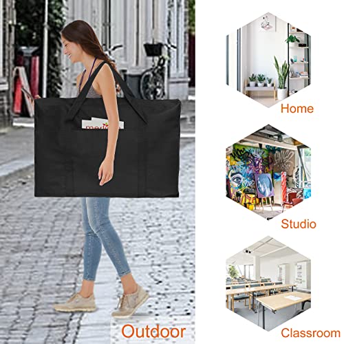 Cupohus 19" x 25" Lightweight Art Portfolio Bag (Edition 2.0) with Outer Pockets and Handle, Student Carry Transport Storage Bag for 18" x 24" Artworks - size: 19" x 25" x 4"