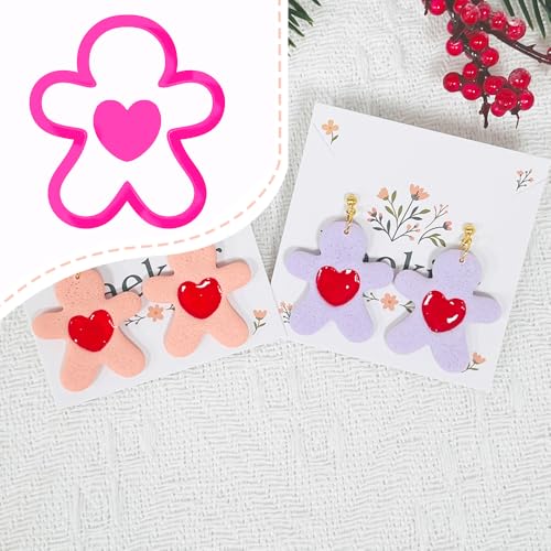 Xaekicr Cute Heart Gingerbread Polymer Clay Cutters Set – Clay Earring Cutters for DIY Earrings, Polymer Clay Molds for Jewelry Making – Clay Tools for Holiday Craft Lovers - color: O color
