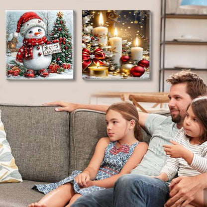 4 Pack Christmas Paint by Numbers Kit for Adults with Framed,Snowman Truck Candle Christmas Tree Paint by Number with Wooden Easel DIY Winter Bonfire Landscape Adult Paint by Number Kits10X12-10x10in - color: 4 Pack Paint by Numbers-0725-1, size: 8x12in w