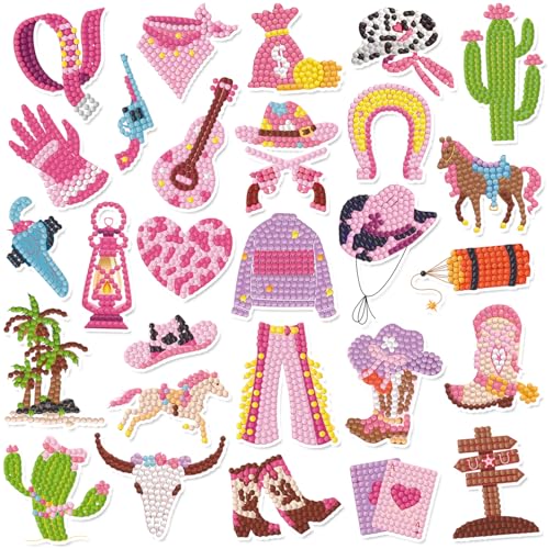 Labeol Diamond Art Kits for Kids Boys and Girls Ages 6-8-10-12 Easy to DIY Creative Diamond Art Sticker Craft by Numbers Kits for Kids and Adult Beginners (Excavator) - style: Cowboy