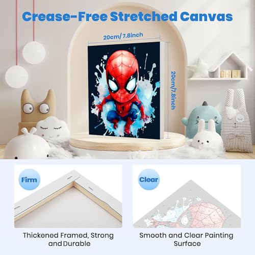 4 Pack Cartoon Paint by Numbers for Kids with Framed Canvas - Wooden Easel - color: BKH1254+BKH1255+BKH1256+BKH1257