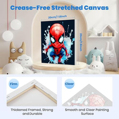 4 Pack Cartoon Paint by Numbers for Kids with Framed Canvas - Wooden Easel - color: BKH1254+BKH1255+BKH1256+BKH1257