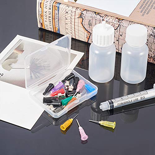 BENECREAT 6 Packs 1oz DIY Precision Tip Applicator Bottles 15PCS Stainless Steel PP Blunt Needle Tips, 6PCS Stoppers, 2PCS Syringe for Quiling Glue Work - color: 10 Bottles & 15 Needle Tips - 1 Ounce, size: 1 Ounce