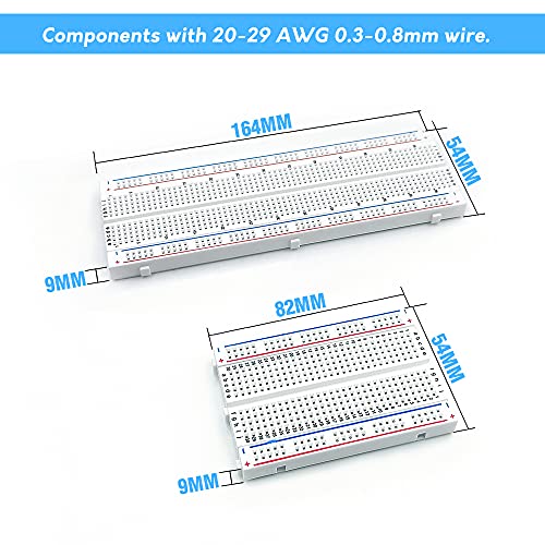 MCIGICM Breadboards, 2Pcs 830 Point & 2Pcs 400 Point Solderless Bread Board | for Proto Shield Distribution Connecting Blocks