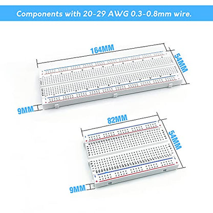 MCIGICM Breadboards, 2Pcs 830 Point & 2Pcs 400 Point Solderless Bread Board | for Proto Shield Distribution Connecting Blocks