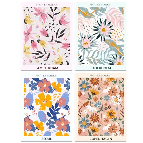 Lanzeyo Diamond Painting Kits for Adults Flower Diamond Art Kits for Beginners Diamond dot Kits Floral Wall Art DIY Adults Crafts 4PCS Gem Art (Flower) - color: 05 Flower