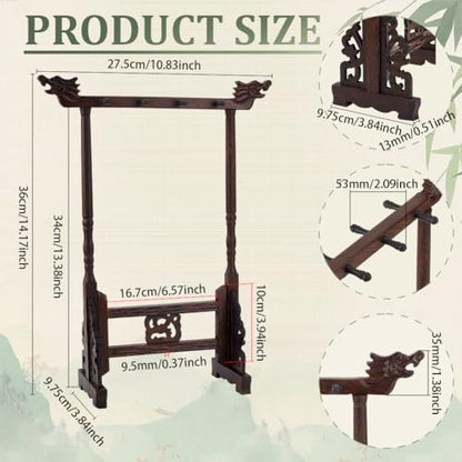 PH PandaHall 8-Pin Wood Calligrapghy Brush Holder Chinese Brushes Hanging Holder Japanese Calligraphy Pen Hanger Carving Sumi Brush Stand Wenge Writing Brushes Rack for Beginners Students Professional - size: 8-Pin