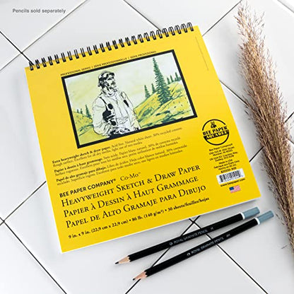 Bee Paper 9" x 9" Co-Mo Heavyweight Sketch Paper Pad, 30 Sheets