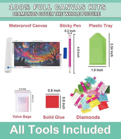 Extra Large Diamond Painting Kits for Adults, 5D Diamond Art Kits 28x16 In - color: Starry Night Large Diamond Painting